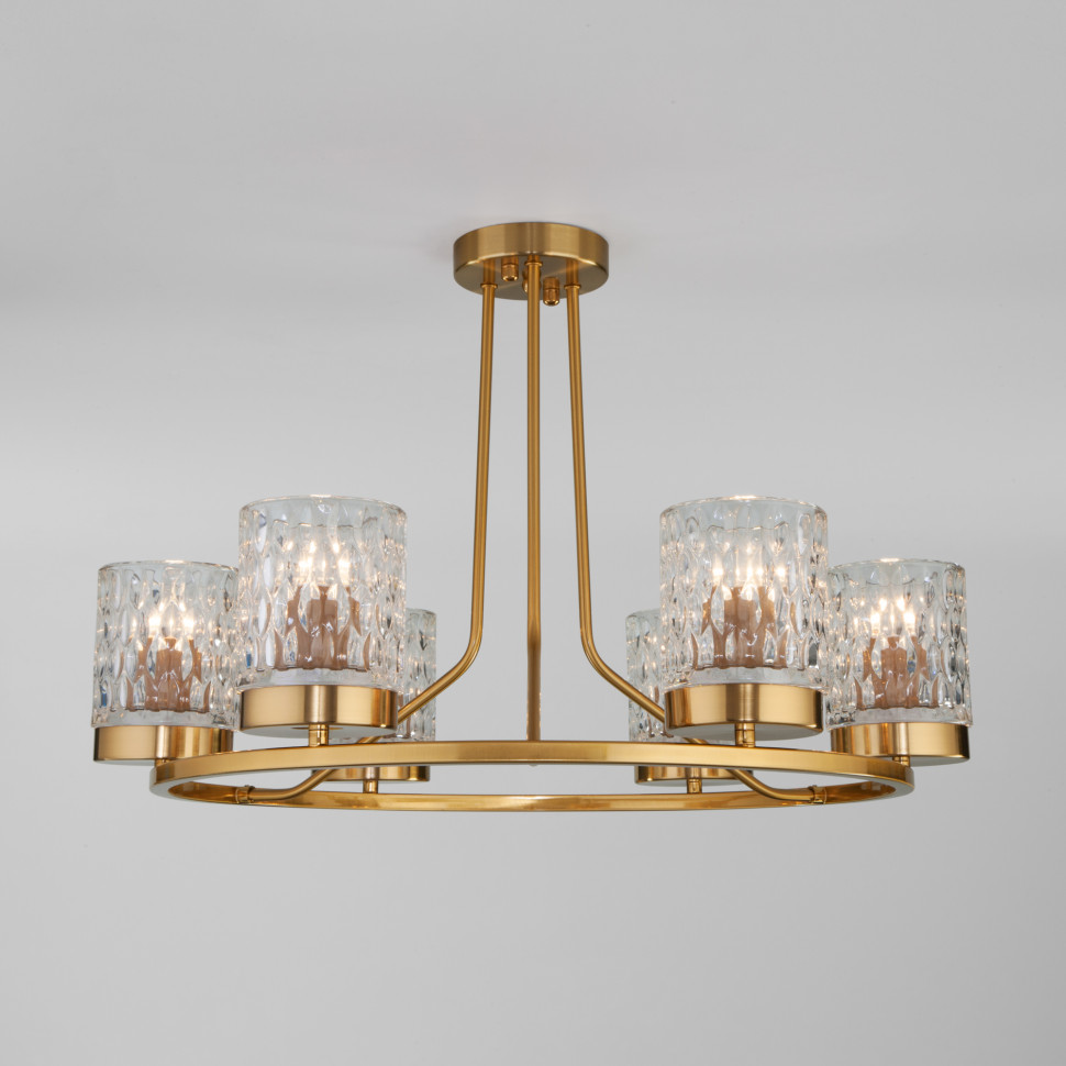 Потолочная люстра со стеклянными плафонами 60127/6 латунь фото 1 &mdash; Multielectrika