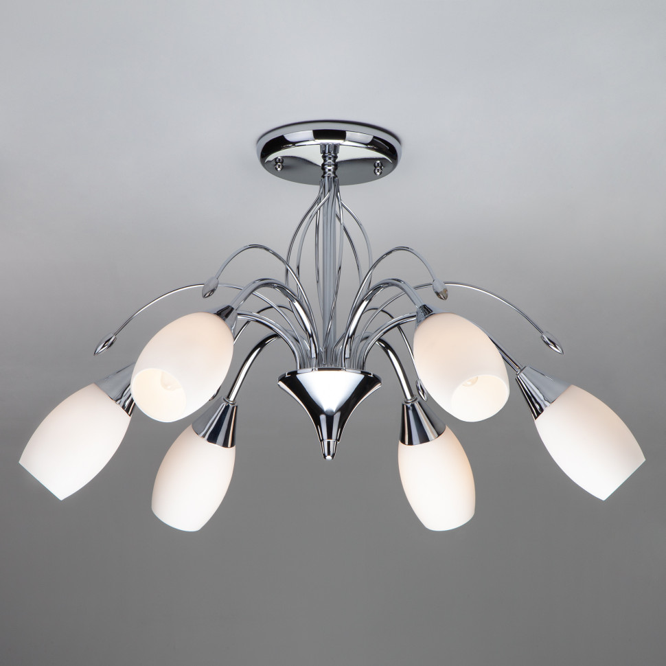 Люстра потолочная с плафонами из стекла 22080/6 хром фото 1 — Multielectrika