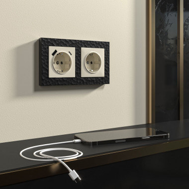 Розетка с заземлением, шторками и USB тип A+C (слоновая кость) W1171703 &mdash; Multielectrika