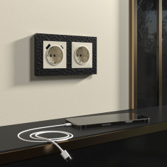 Розетка с заземлением, шторками и USB тип A+C (слоновая кость) W1171703 &mdash; Multielectrika