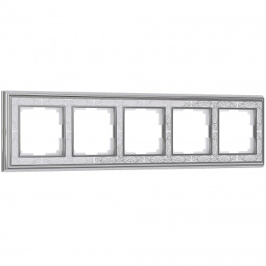 W0051431/ Рамка на 5 постов Palacio Gracia (хром/белый) W0051431 — Multielectrika