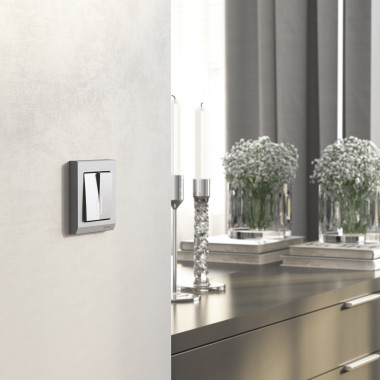 Выключатель двухклавишный проходной с подсветкой серебряный матовый W1122165 &mdash; Multielectrika