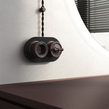 Выключатель на 4 положения двухклавишный коричневый ретро W5620014 &mdash; Multielectrika