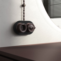 Выключатель на 4 положения двухклавишный коричневый ретро W5620014 &mdash; Multielectrika