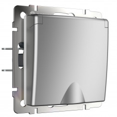 Розетка влагозащ. с зазем. с защит. крышкой и шторками  (серебряный) WL06-SKGSC-01-IP44 &mdash; Multielectrika