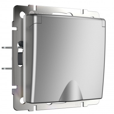 Розетка влагозащ. с зазем. с защит. крышкой и шторками  (серебряный) WL06-SKGSC-01-IP44 — Multielectrika