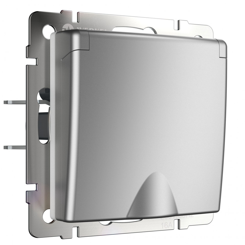 Розетка влагозащ. с зазем. с защит. крышкой и шторками  (серебряный) WL06-SKGSC-01-IP44 фото 1 — Multielectrika