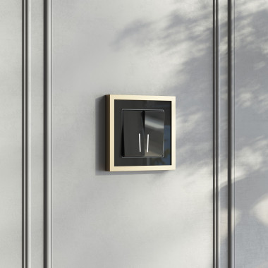 Выключатель двухклавишный проходной с подсветкой (черный акрил) W1122148 &mdash; Multielectrika