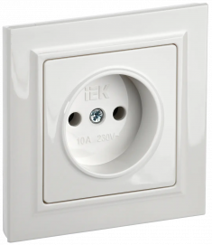 Розетка без заземления без защитных шторок 10А в сб. IEK Brite РСР10-1-0-БрБ белая &mdash; Multielectrika