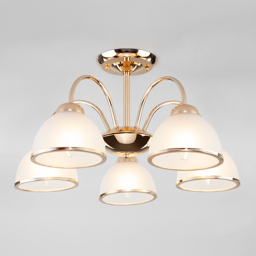 Потолочная люстра со стеклянными плафонами 30174/5 золото фото 1 &mdash; Multielectrika