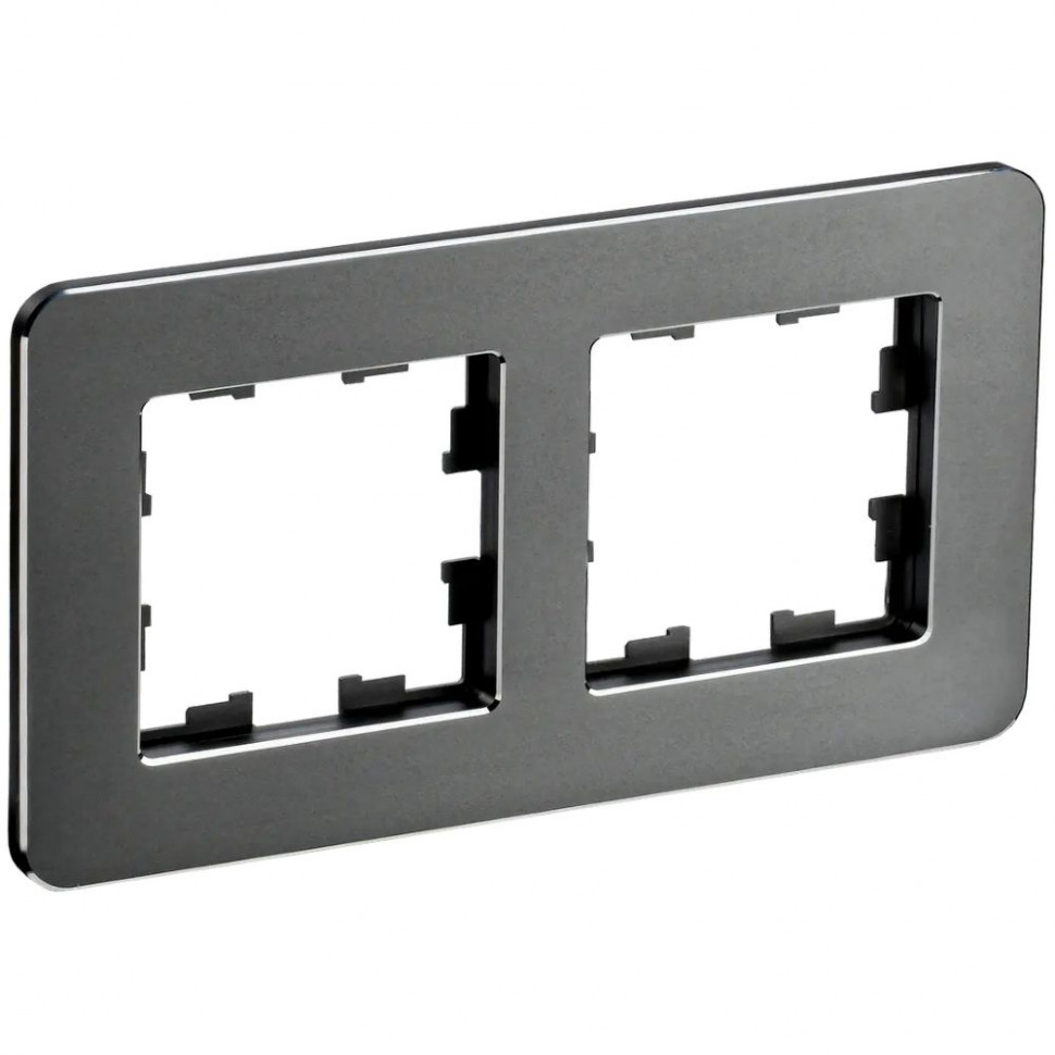 Рамка на 2 поста IEK Brite РУ-2-1-Бр металл титан RE фото 1 — Multielectrika