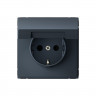 Розетка силовая Systeme Electric ArtGallery со шторками и крышкой, 16А, грифель