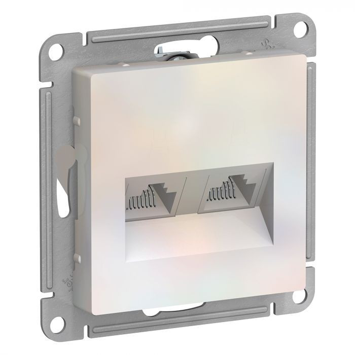 Розетка двойная Schneider Atlas Design RJ-45 кат. 5е, жемчуг фото 1 — Multielectrika