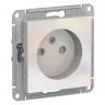 Розетка силовая Schneider Electric Atlas Design со шторками, без заземления, жемчуг