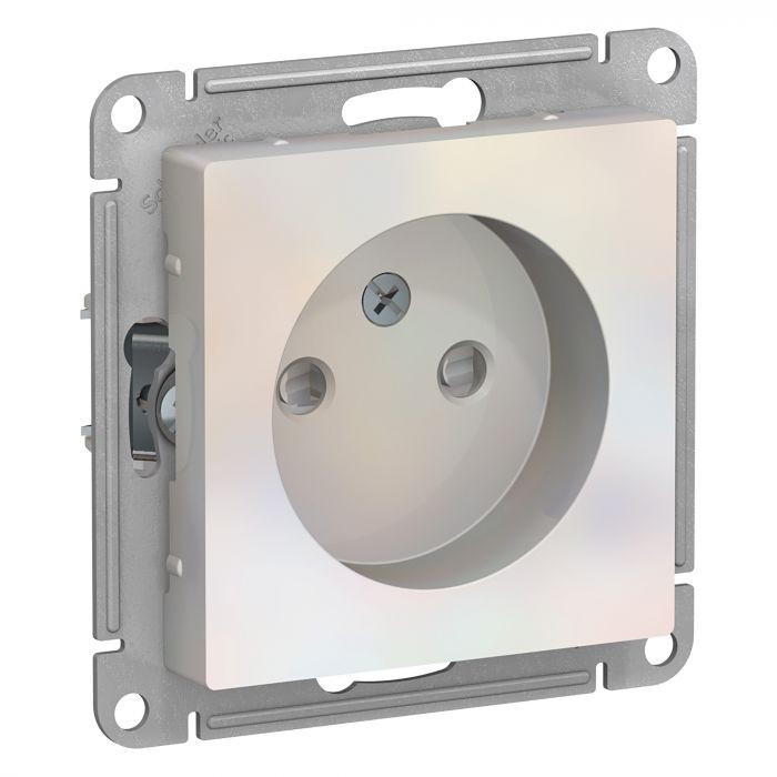 Розетка силовая Schneider Electric Atlas Design со шторками, без заземления, жемчуг фото 1 — Multielectrika