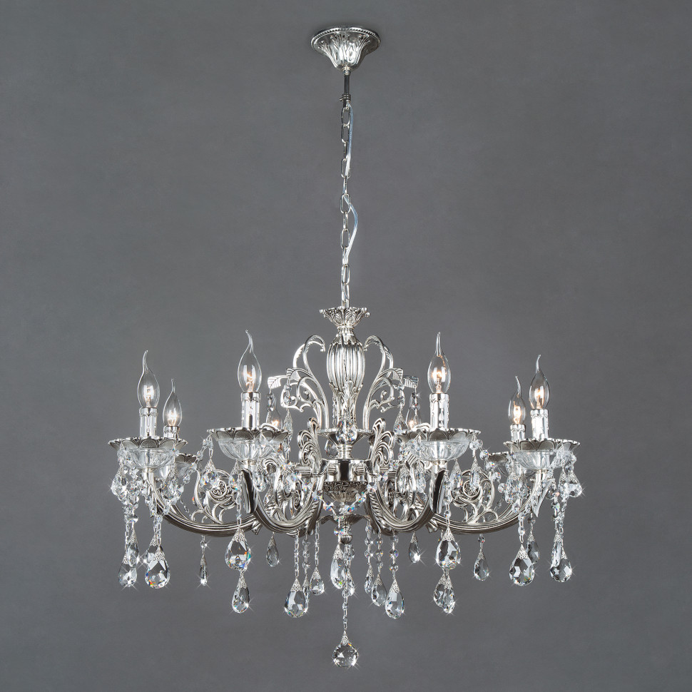 Подвесная люстра с хрусталем 230/8 серебряный фото 1 — Multielectrika