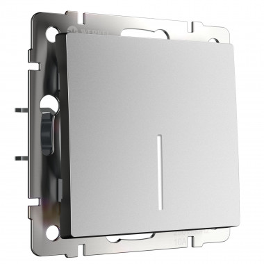 Выключатель одноклавишный проходной с подсветкой (серебряный матовый) W1112165 — Multielectrika