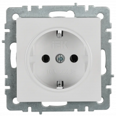 Розетка с заземлением без защитных шторок 16А IEK Brite РС11-1-0-БрБ белая &mdash; Multielectrika
