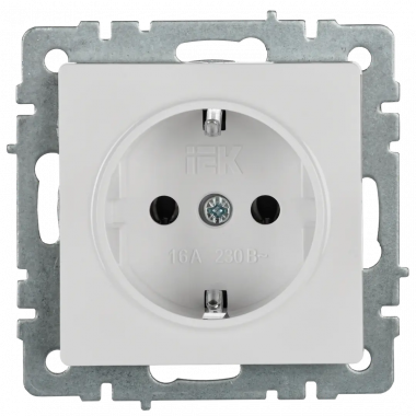 Розетка с заземлением без защитных шторок 16А IEK Brite РС11-1-0-БрБ белая — Multielectrika