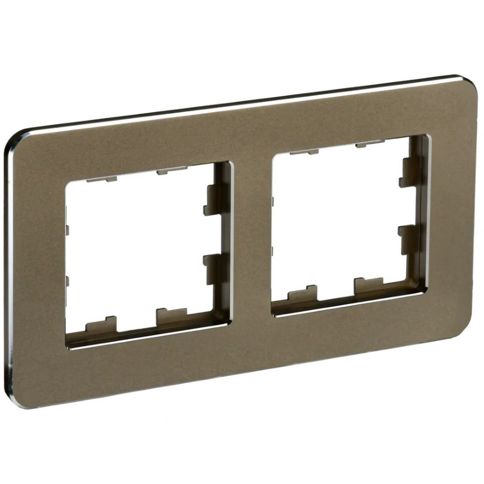 Рамка на 2 поста IEK Brite РУ-2-1-Бр металл латунь RE фото 1 — Multielectrika