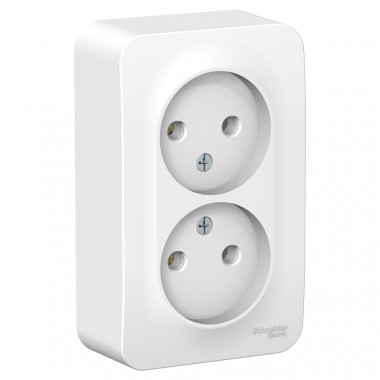 Розетка двойная Systeme Electric Blanca без заземления, с изолир. пластиной, белая 16А — Multielectrika