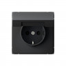 Розетка силовая Systeme Electric ArtGallery со шторками и крышкой, 16А, карбон