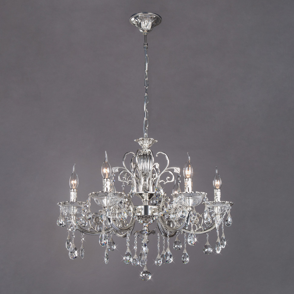 Подвесная люстра с хрусталем 230/6 серебряный фото 1 — Multielectrika
