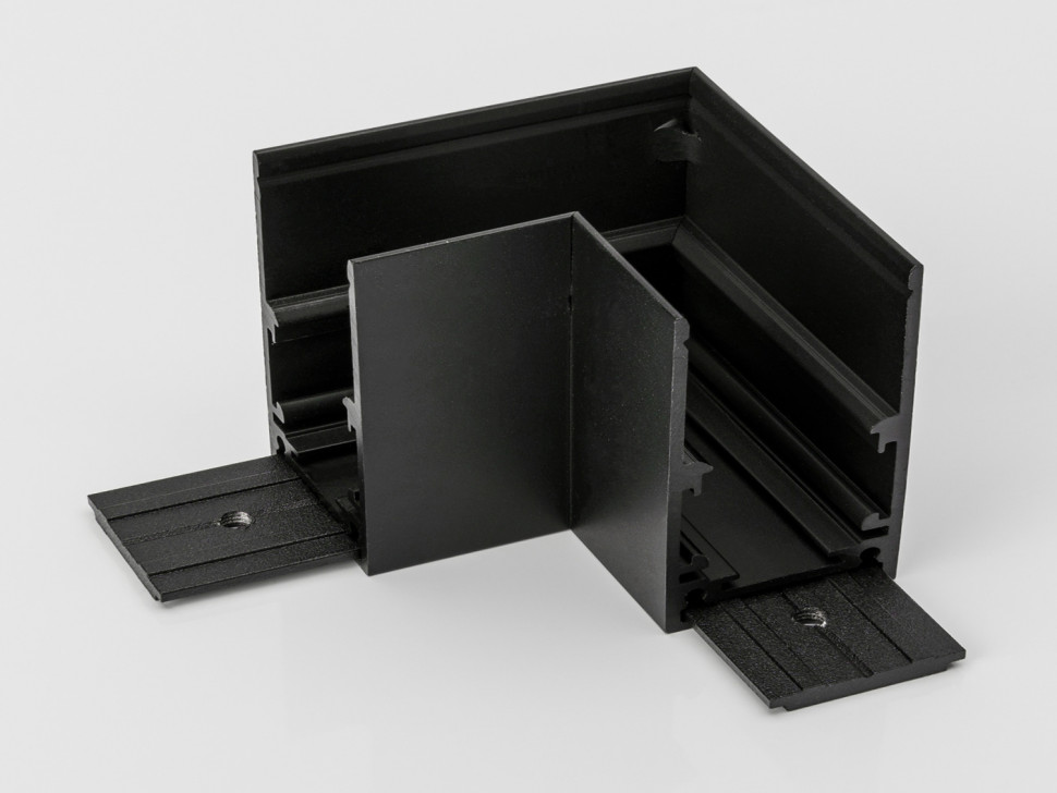 SY-LINK-CNLV-S1-BL, коннектор угловой горизон.для накладного глубокого шинопровода, черный фото 1 — Multielectrika