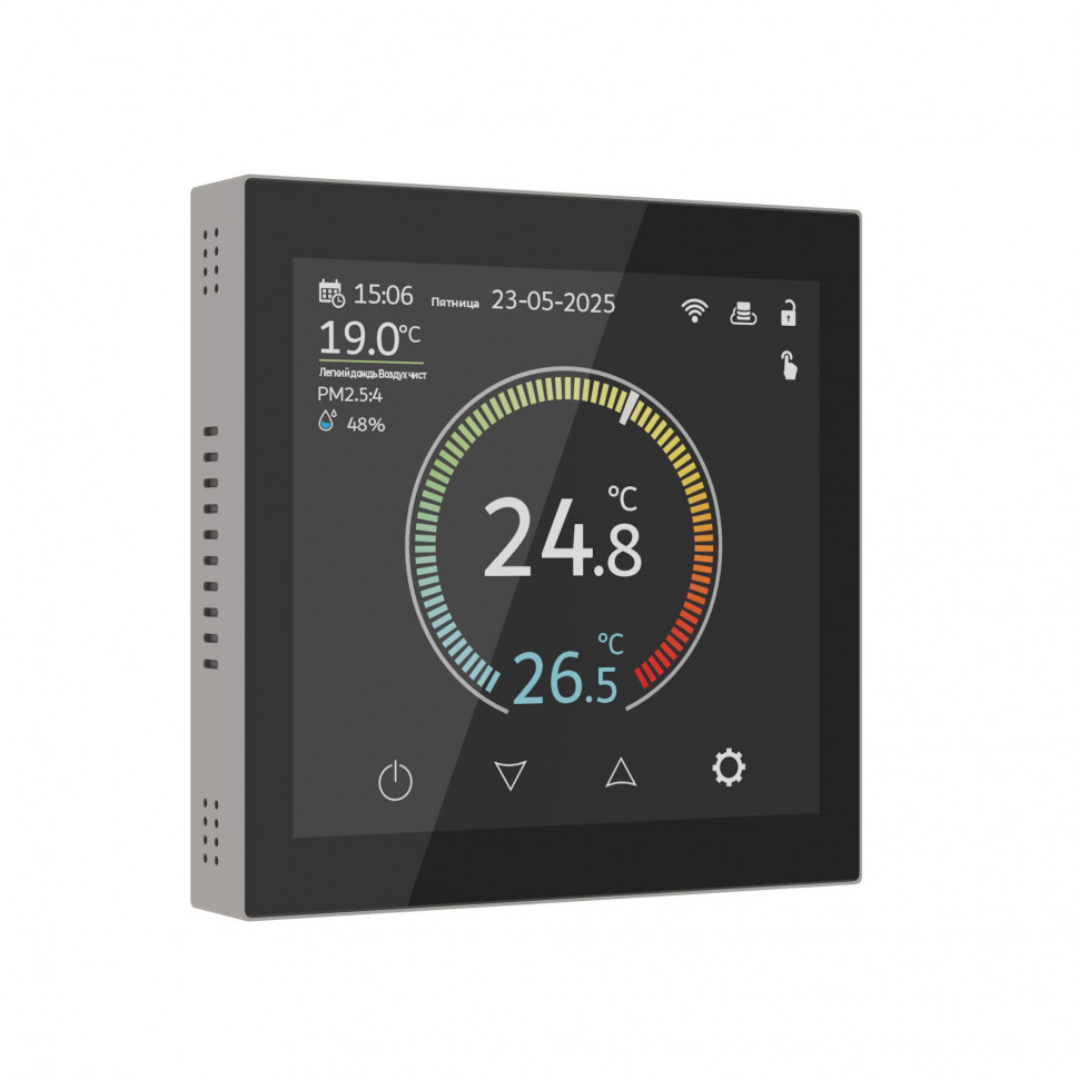 Умный сенсорный терморегулятор с LCD дисплеем дымчатый W1851104 фото 1 &mdash; Multielectrika