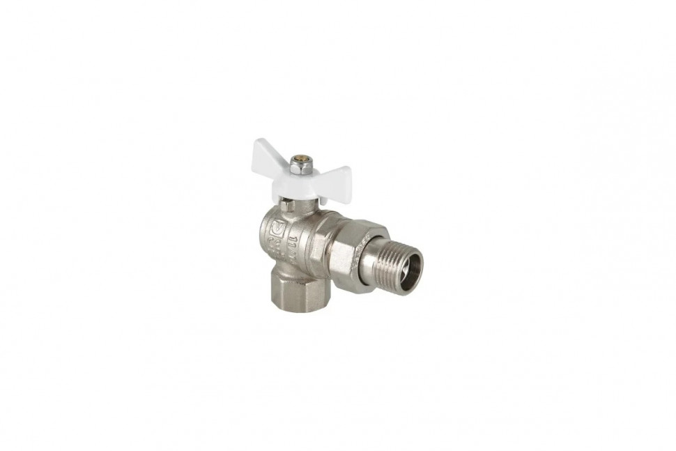 Шаровый кран VALTEC BASE угловой с полусгоном, 3/4 внутренняя-наружная, белая рукоятка VT.228.NW.05 фото 1 &mdash; Multielectrika