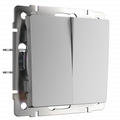 W1122006/ Выключатель двухклавишный проходной (серебряный) W1122006 &mdash; Multielectrika