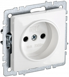 Розетка без заземления с защитными шторками 10А IEK Brite РСш10-2-БрБ белая &mdash; Multielectrika