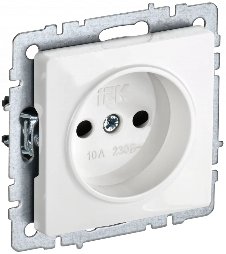 Розетка без заземления с защитными шторками 10А IEK Brite РСш10-2-БрБ белая фото 1 — Multielectrika