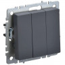 Выключатель трехклавишный 10А IEK Brite ВС10-3-0-БрГ графит