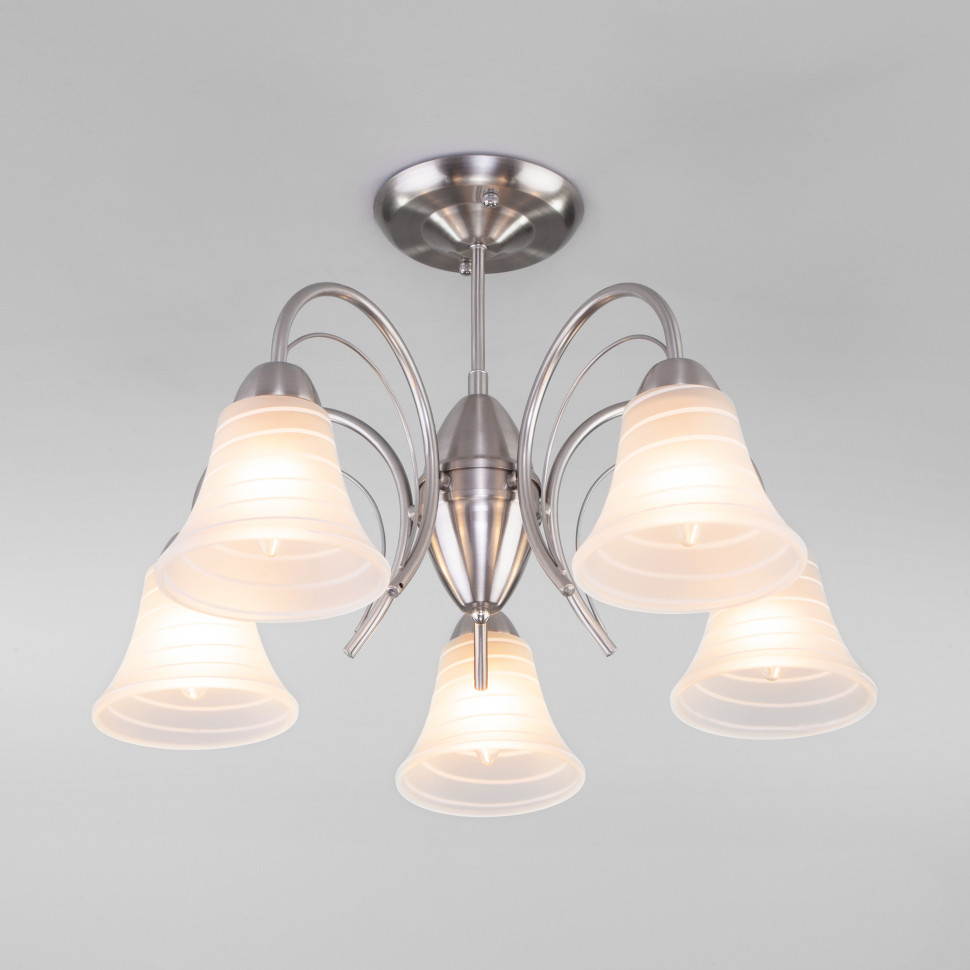 Потолочная люстра со стеклянными плафонами 30173/5 сатин-никель фото 1 — Multielectrika