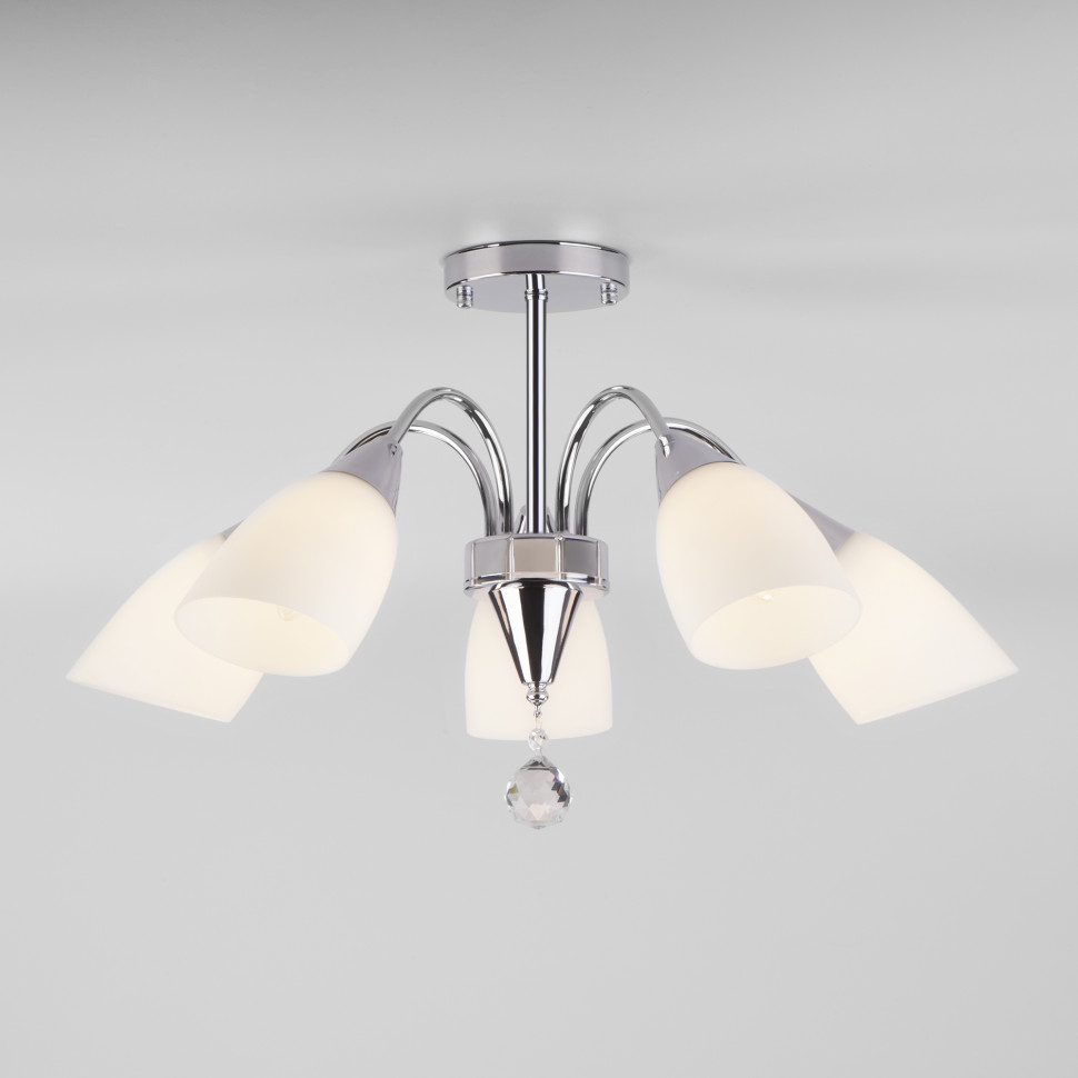 Потолочная люстра со стеклянными плафонами 30149/5 хром фото 1 &mdash; Multielectrika