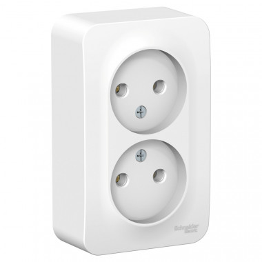 Розетка двойная Systeme Electric Blanca без заземления, с монтаж. пластиной, белая 16А — Multielectrika