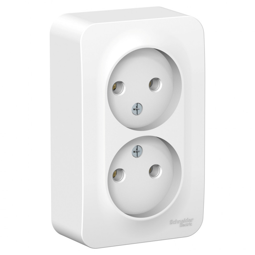 Розетка двойная Systeme Electric Blanca без заземления, с монтаж. пластиной, белая 16А фото 1 — Multielectrika