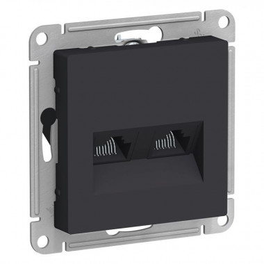 Розетка двойная Schneider Atlas Design RJ-45 кат. 5е, карбон — Multielectrika