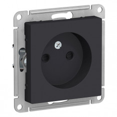 Розетка силовая Schneider Electric Atlas Design со шторками, без заземления, карбон &mdash; Multielectrika