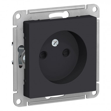 Розетка силовая Schneider Electric Atlas Design со шторками, без заземления, карбон — Multielectrika