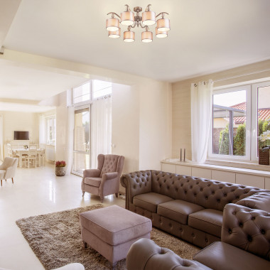 Потолочная люстра с тканевыми абажурами 60070/8 сатин-никель — Multielectrika