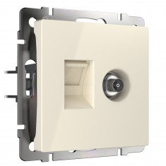 Розетка ТВ+Ethernet RJ-45 6 cat. (слоновая кость) W1181303 &mdash; Multielectrika