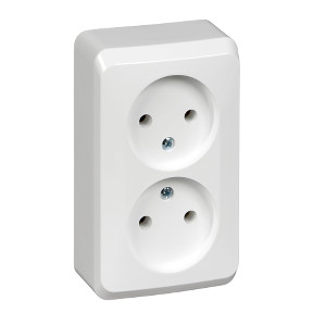 Розетка двойная без заземления и шторок 16А 250B Белая Schneider Electric Этюд PA16-005B фото 1 — Multielectrika