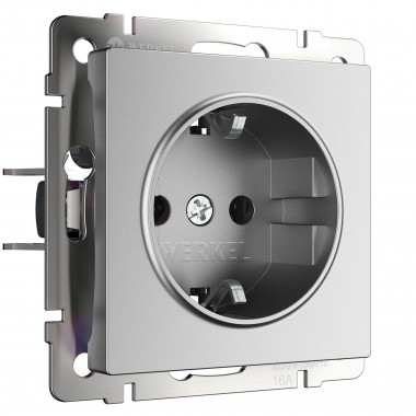 Розетка с заземлением и шторками (серебряный матовый) W1171165 &mdash; Multielectrika