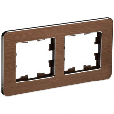 Рамка на 2 поста IEK Brite РУ-2-1-Бр металл коричневый RE AL &mdash; Multielectrika