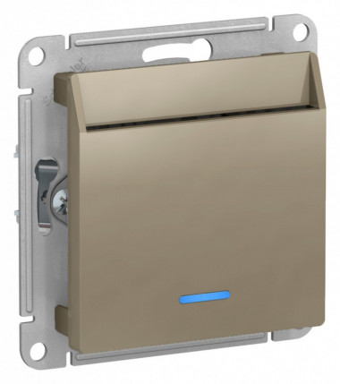 Выключатель для гостиниц Schneider Electric Atlas Design с подсветкой, шампань — Multielectrika