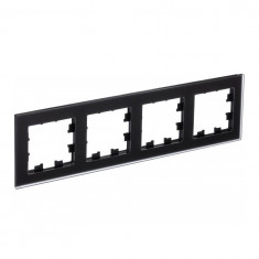 Рамка Schneider Electric Atlas Design Nature на 4 поста, матовое черное стекло &mdash; Multielectrika