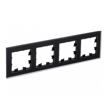Рамка Schneider Electric Atlas Design Nature на 4 поста, матовое черное стекло — Multielectrika