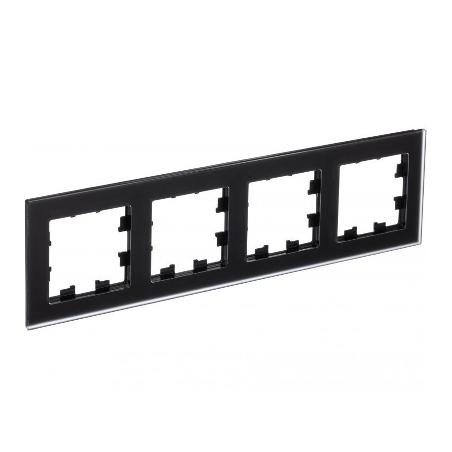 Рамка Schneider Electric Atlas Design Nature на 4 поста, матовое черное стекло фото 1 — Multielectrika